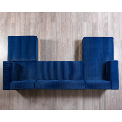 Nova Juliana Velvet 4-Piece Sectional - Blue