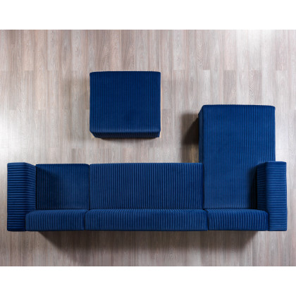 Nova Juliana Velvet 4-Piece Sectional - Blue