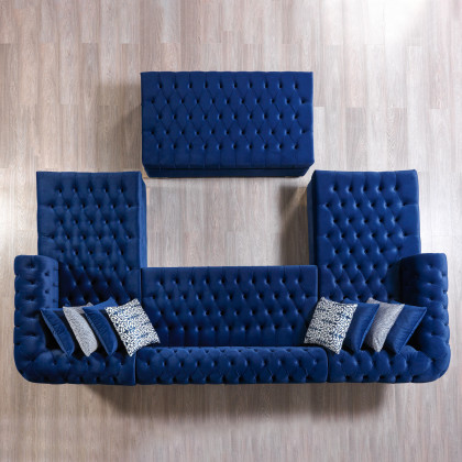 Nova - Lauren Navy Velvet Double Chaise 136" Sectional