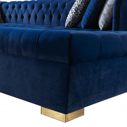 Nova - Lauren Navy Velvet Double Chaise 136" Sectional