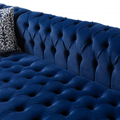 Nova - Lauren Navy Velvet Double Chaise 136" Sectional