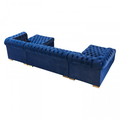 Nova - Lauren Navy Velvet Double Chaise 136" Sectional