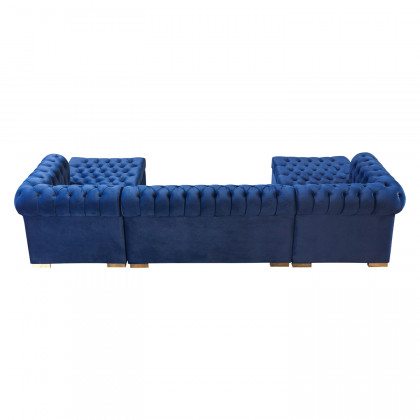 Nova - Lauren Navy Velvet Double Chaise 136" Sectional