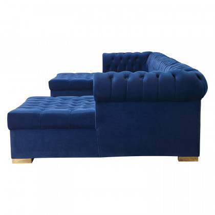 Nova - Lauren Navy Velvet Double Chaise 136" Sectional