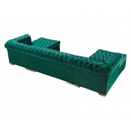 Nova Lauren Velvet Double Chaise Sectional - Green