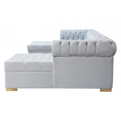 Nova Lauren Velvet Double Chaise Sectional - Pearl