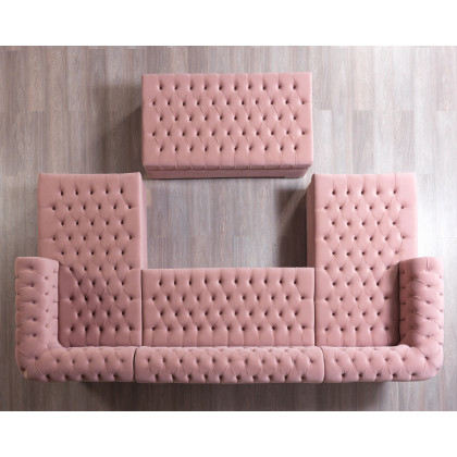 Nova Lauren Velvet Double Chaise Sectional - Pink
