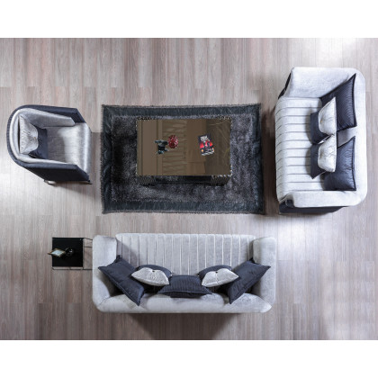 Nova Leina Velvet Sofa & Loveseat - Silver-Gray