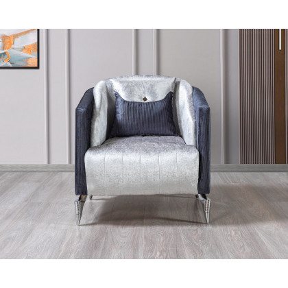Nova Leina Velvet Sofa & Loveseat - Silver-Gray