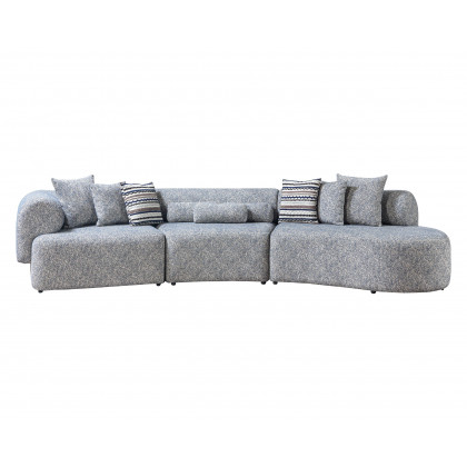 Nova Lena Blue Boucle 3-Piece Curved 145" Sectional