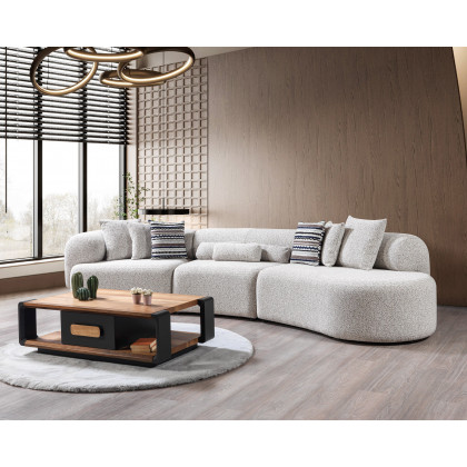 Nova Lena Stone Boucle 3-Piece Curved 145" Sectional