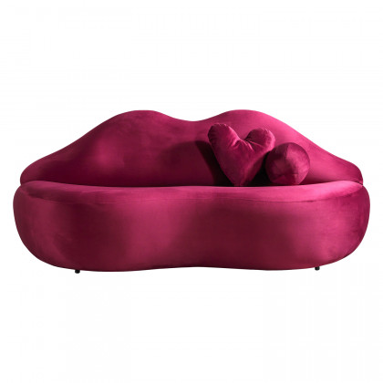 Nova - Lips Maroon Velvet Loveseat 81"