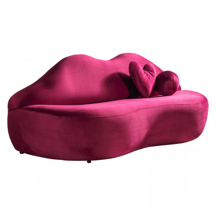 Nova - Lips Maroon Velvet Loveseat 81"