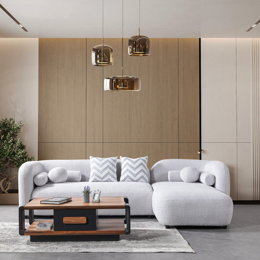 Nova - Liva Gray Boucle RAF 110" Sectional