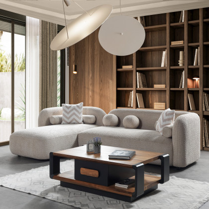 Nova Liva Sand Boucle LAF 110" Sectional