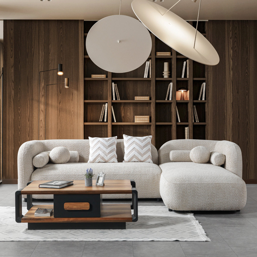 Nova Liva Sand Boucle RAF 110" Sectional