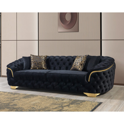 Nova Lupino Velvet Sofa & Loveseat - Black