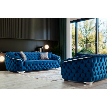 Nova Lupino Velvet Sofa & Loveseat - Blue