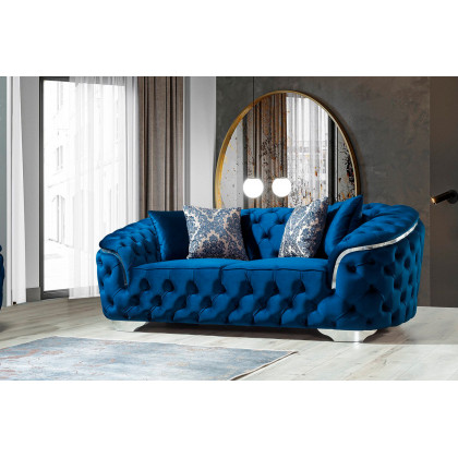 Nova Lupino Velvet Sofa & Loveseat - Blue