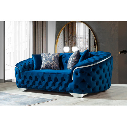 Nova Lupino Velvet Sofa & Loveseat - Blue