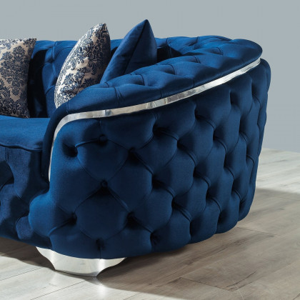 Nova Lupino Velvet Sofa & Loveseat - Blue