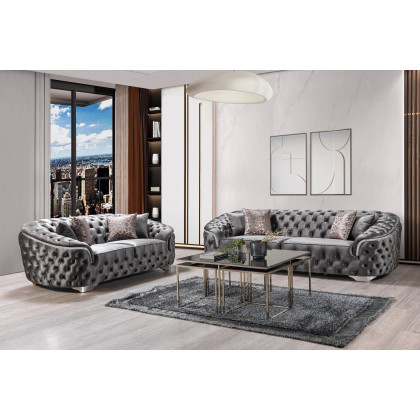 Nova - Lupino Gray Velvet Sofa 95" & Loveseat 82"