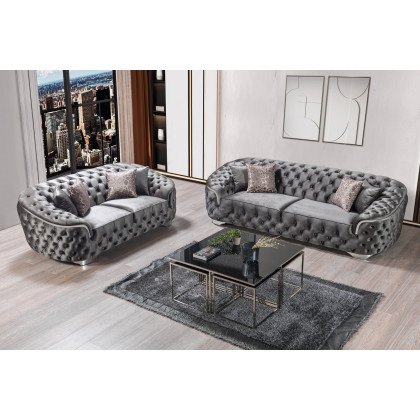 Nova - Lupino Gray Velvet Sofa 95" & Loveseat 82"