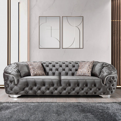 Nova - Lupino Gray Velvet Sofa 95" & Loveseat 82"