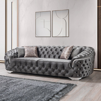 Nova - Lupino Gray Velvet Sofa 95" & Loveseat 82"