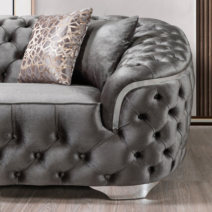 Nova - Lupino Gray Velvet Sofa 95" & Loveseat 82"