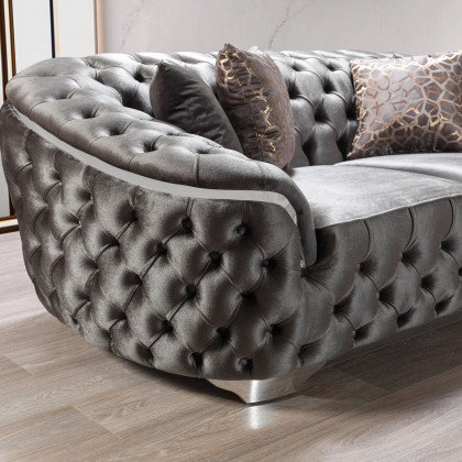 Nova - Lupino Gray Velvet Sofa 95" & Loveseat 82"