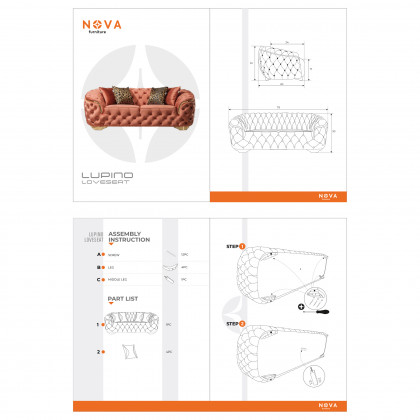 Nova - Lupino Gray Velvet Sofa 95" & Loveseat 82"