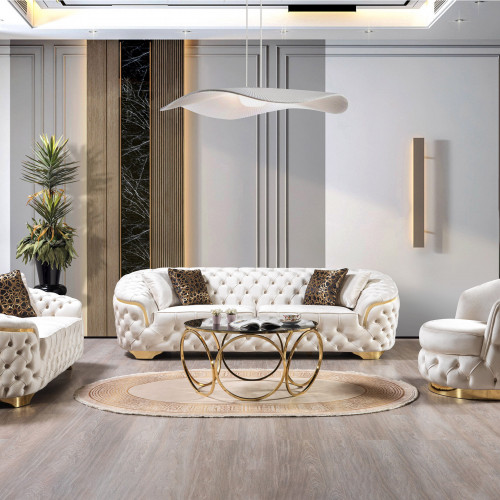 Nova Lupino Velvet Sofa & Loveseat - Ivory