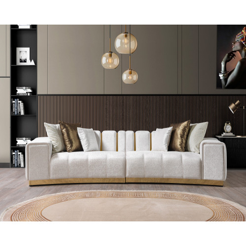Nova Michelle Velvet Curved Sectional - Ivory