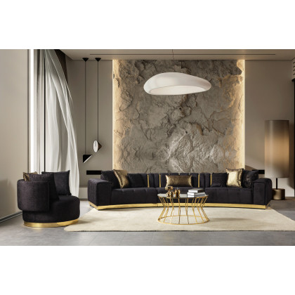Nova Michelle Black Velvet 3-Piece Curved 165" Sectional