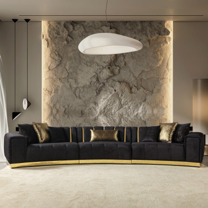 Nova Michelle Black Velvet 3-Piece Curved 165" Sectional