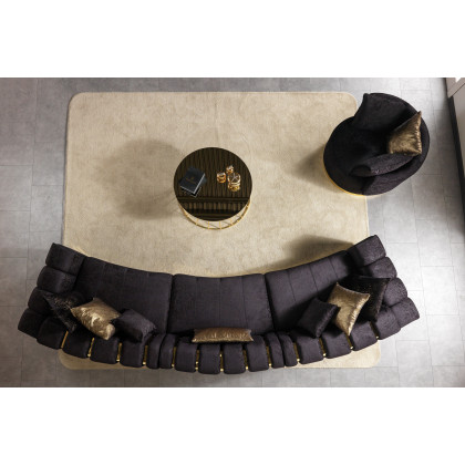 Nova Michelle Black Velvet 3-Piece Curved 165" Sectional