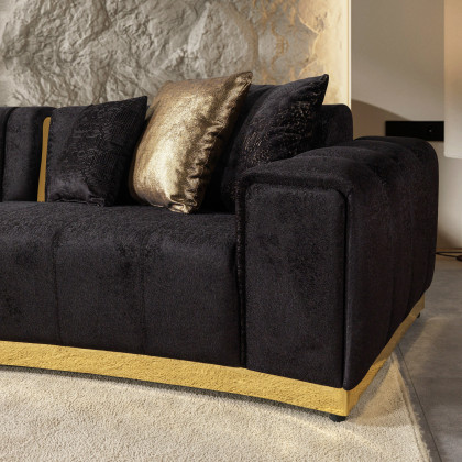 Nova Michelle Black Velvet 3-Piece Curved 165" Sectional