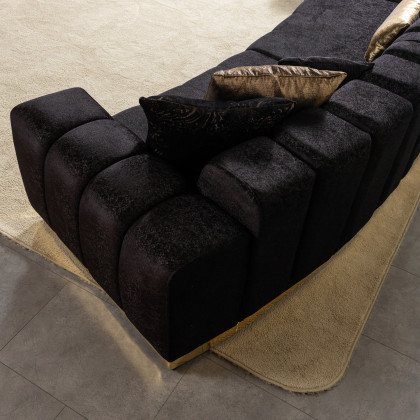 Nova Michelle Black Velvet 3-Piece Curved 165" Sectional