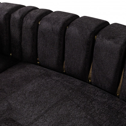 Nova Michelle Black Velvet 3-Piece Curved 165" Sectional