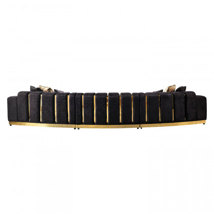 Nova Michelle Black Velvet 3-Piece Curved 165" Sectional