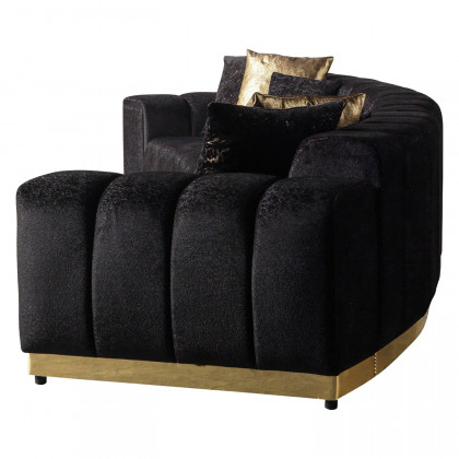 Nova Michelle Black Velvet 3-Piece Curved 165" Sectional