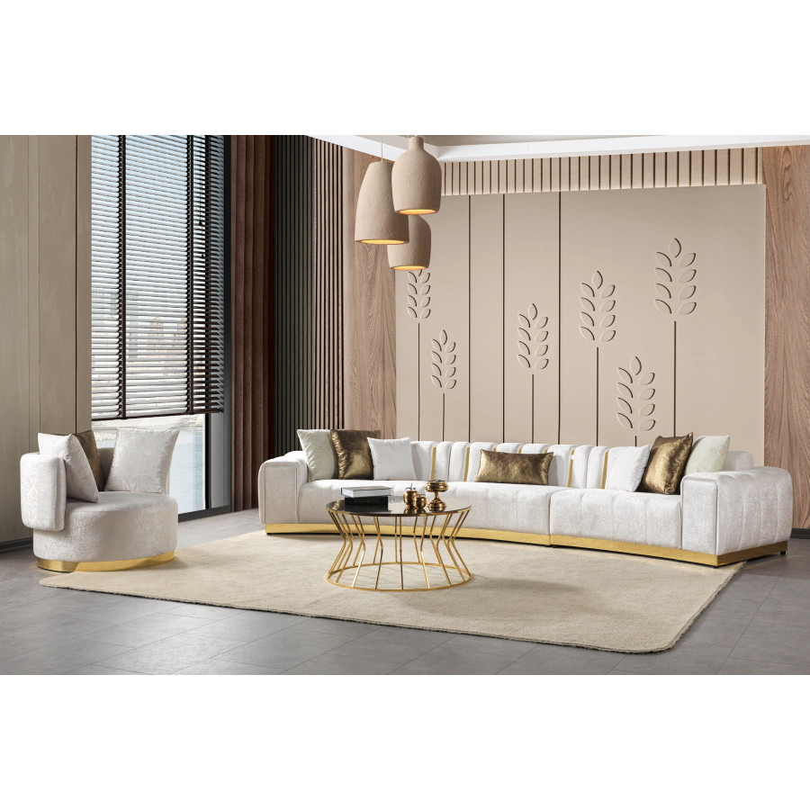 Nova Michelle Ivory Velvet 3-Piece Curved 165" Sectional