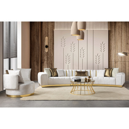 Nova Michelle Ivory Velvet 3-Piece Curved 165" Sectional