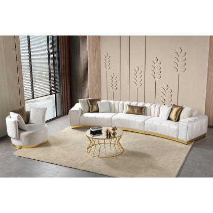 Nova Michelle Ivory Velvet 3-Piece Curved 165" Sectional