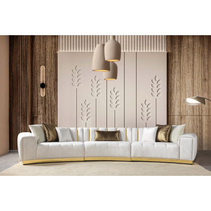 Nova Michelle Ivory Velvet 3-Piece Curved 165" Sectional