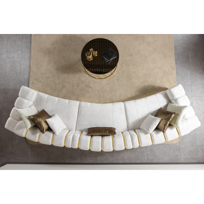 Nova Michelle Ivory Velvet 3-Piece Curved 165" Sectional