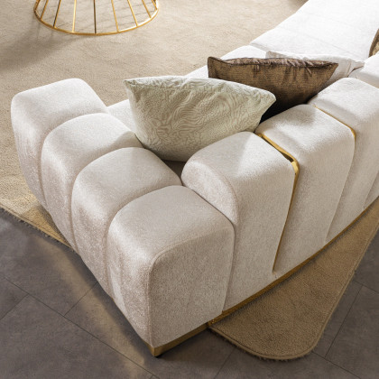 Nova Michelle Ivory Velvet 3-Piece Curved 165" Sectional
