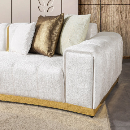 Nova Michelle Ivory Velvet 3-Piece Curved 165" Sectional