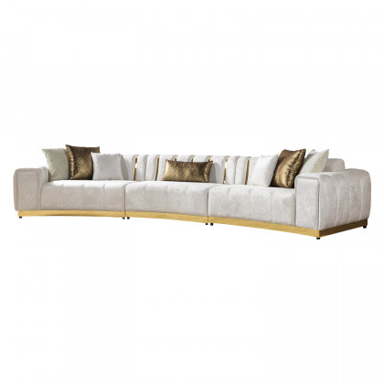 Nova Michelle Ivory Velvet 3-Piece Curved 165" Sectional